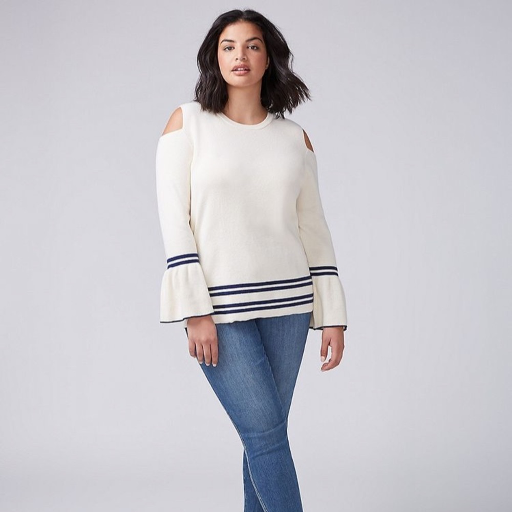 Lane bryant Cold shoulder Bell sleeve sweater